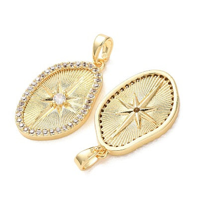 Brass Micro Pave Clear Cubic Zirconia Pendants KK-A304-13G-1