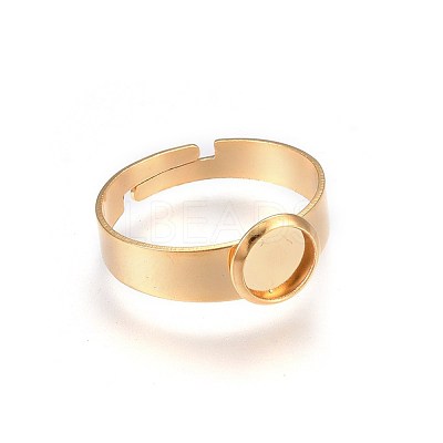 Ion Plating(IP) Adjustable 201 Stainless Steel Finger Rings Components STAS-G187-01G-6mm-1-1