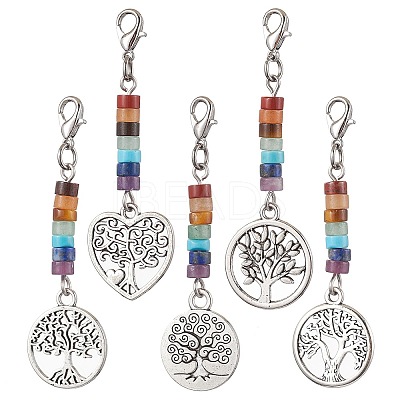 Alloy Tree of Life Pendant Decorations HJEW-JM02062-1