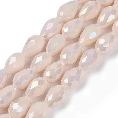 Opaque Solid Color Electroplate Glass Beads Strands EGLA-N013-P4mm-B08-1