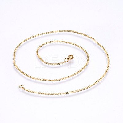 304 Stainless Steel Curb Chain Necklaces MAK-L015-32E-1