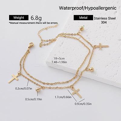 Summer Beach 304 Stainless Steel Religion Charm Anklets for Women UX9866-4-1