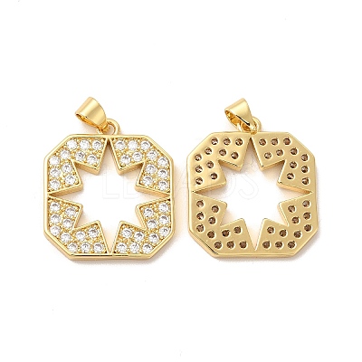 Rack Plating Brass Micro Pave  Cubic Zirconia Pendants KK-B068-34G-1