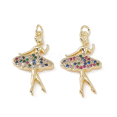 Brass Micro Pave Cubic Zirconia Pendants KK-E068-VB141-1