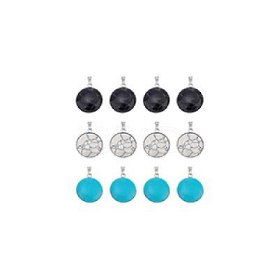 12Pcs 3 Colors Synthetic Turquoise Pendants STAS-UN0039-61-1