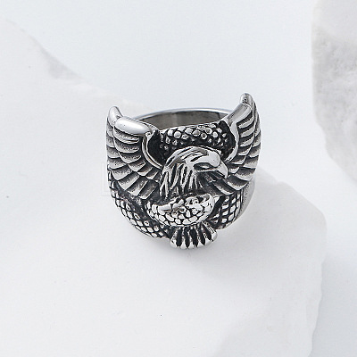 304 Stainless Steel Snake with Eagle Finger Rings for Men TH9949-3-1