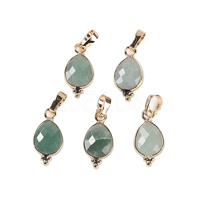 Natural Green Aventurine Faceted Pendans X-KK-L218-004G-06-1