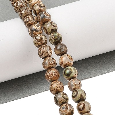 Natural Tibetan 3-Eye dZi Agate Beads Strands G-A240-A01-02-1