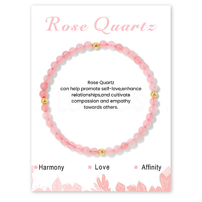 Natural Rose Quartz Beaded Stretch Bracelets for Women LS-WA9993-4-1