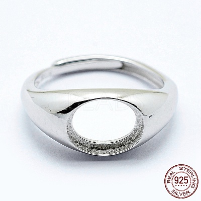 Anti-Tarnish Rhodium Plated 925 Sterling Silver Finger Ring Components STER-G027-02P-1