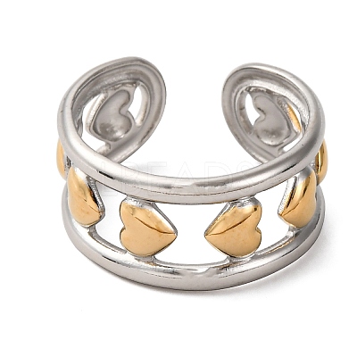 304 Stainless Steel Double Color Cuff Rings RJEW-S635-01GP-U-1