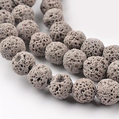 Synthetic Lava Rock Round Beads Strands G-I124-8mm-13-1