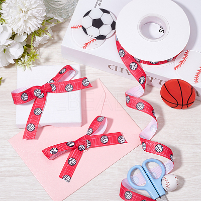 25 Yards Sport Ball Theme Printed Polyester Grosgrain Ribbon OCOR-WH20002-03B-01-1