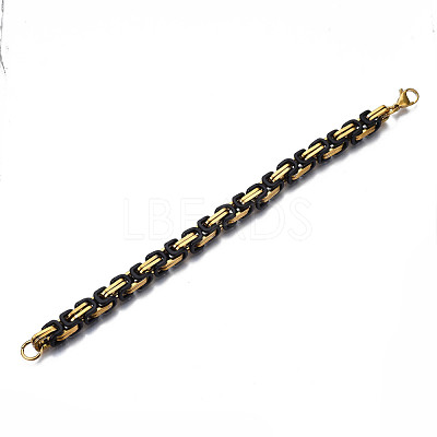 Ion Plating(IP) Two Tone 201 Stainless Steel Byzantine Chain Bracelets BJEW-S057-86A-01-1