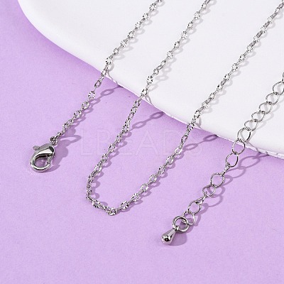 Brass Textured Cable Chain Necklaces MAK-L045-06P-1