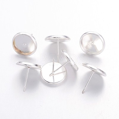 Brass Stud Earring Settings IFIN-Q006-10mm-S-NF-1