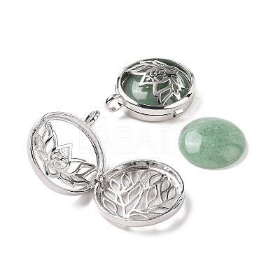 Natural Green Aventurine Locket Pendants G-G982-01P-01-1