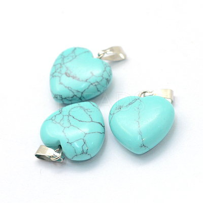 Heart Dyed Synthetic Turquoise Pendants G-Q371-09-1