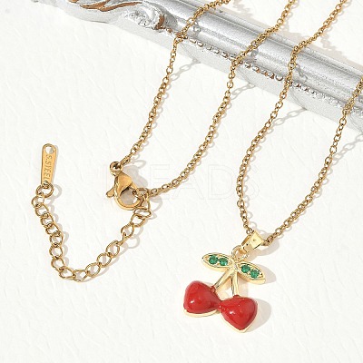 Brass & Cubic Zirconia Enamel Pendant Necklaces SA-CBA7E55-02G-1