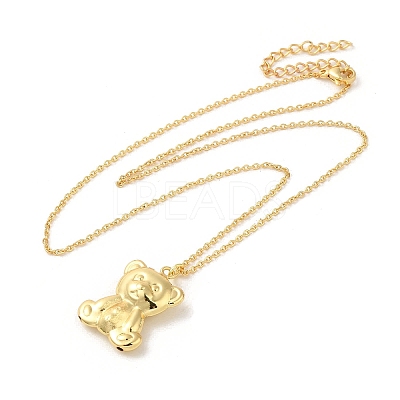 Bear Pendant Necklaces NJEW-G082-01C-G-1