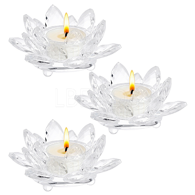 Lotus Shape Glass Candle Holder DJEW-WH0039-176A-1