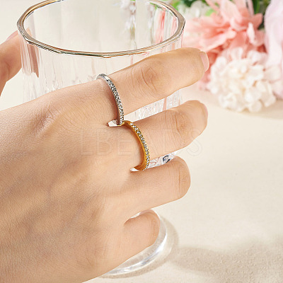 2Pcs 2 Colors Alloy with Crystal Rhinestone Finger Rings RJEW-TADJ0001-01B-1