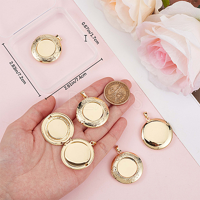 6Pcs Brass Locket Pendants KK-BBC0015-47-1