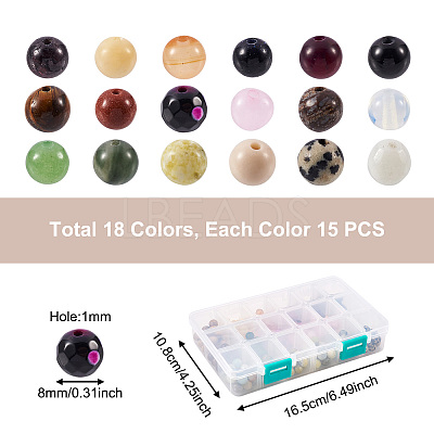270Pcs 18 Colors Natural & Synthetic Gemstone Beads G-YS0001-09-1