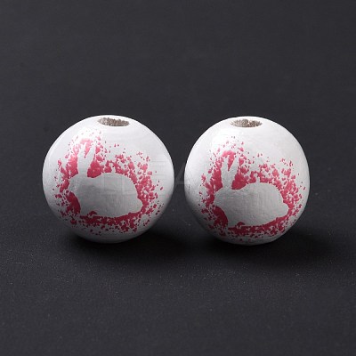 Easter Theme Printed Wood European Beads WOOD-C002-10C-1
