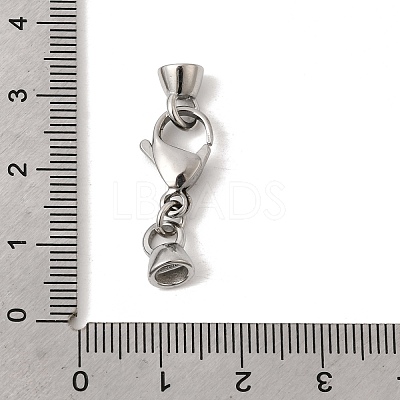 304 Stainless Steel Lobster Claw Clasps and Cord End High Polished STAS-B128-08P-01-1