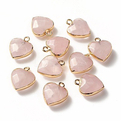Electroplate Natural Rose Quartz Pendants G-T112-03H-1