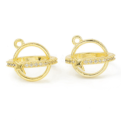 Rack Plating Brass Pave Clear Cubic Zirconia Bead Cage Pendants KK-G464-10G-1