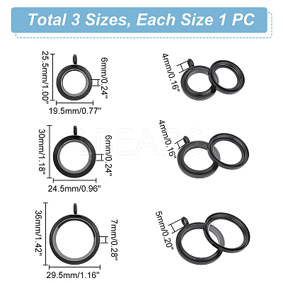 3Pcs 3 Style 304 Stainless Steel Locket Pendants FIND-UN0001-83EB-1