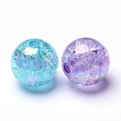 Transparent Crackle Acrylic Beads X-CACR-R011-8mm-M-1