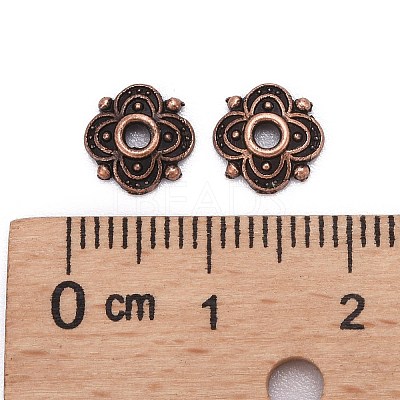 4-Petal Tibetan Style Alloy Flower Bead Caps X-TIBE-S222-R-NR-1