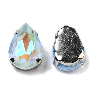 Mocha Fluorescent(MI) Teardrop Sew on Rhinestone GGLA-R043-02B-P01-1