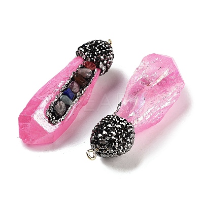 Electroplated Raw Rough Natural Quartz Crystal Big Pendants G-B077-04A-02-1