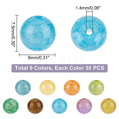 270Pcs 9 Colors Imitation Cracked Jade Glass Beads Sets GLAA-AR0001-37-1