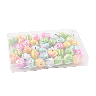 40Pcs UV Plated Acrylic Beads PACR-FS0001-08-1