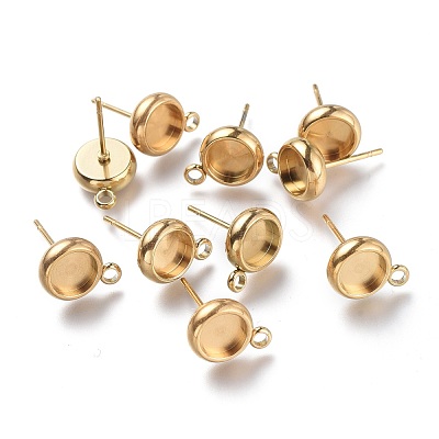 Ion Plating(IP) 304 Stainless Steel Stud Earring Settings STAS-I161-01B-G-1