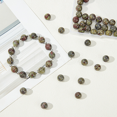 Natural Dragon Blood Jasper Beads Strands G-OC0001-18-10mm-1