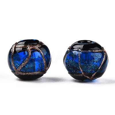 Handmade Gold Sand Lampwork Beads LAMP-T019-14mm-05-1