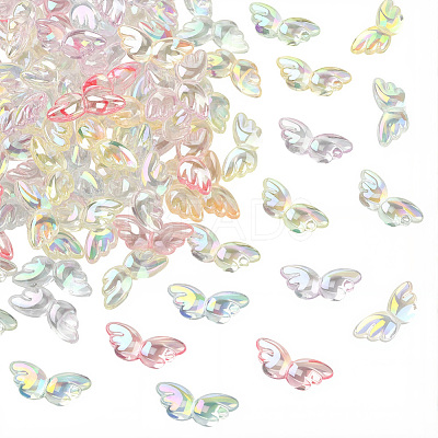 100Pcs Transparent UV Plating Acrylic Beads PACR-PA0001-03-1