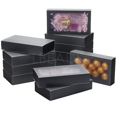 Cardboard Drawer Gift Storage Boxes with Clear Cover LS-CON-WH0092-72C-02-1