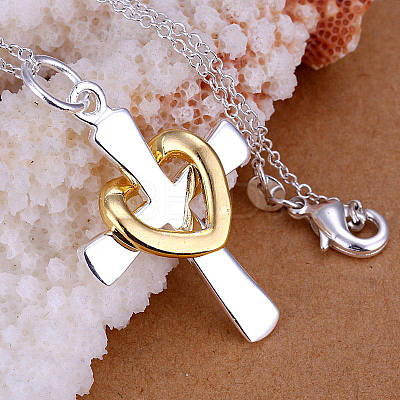Brass Heart and Cross Pendants KK-BB11621-1