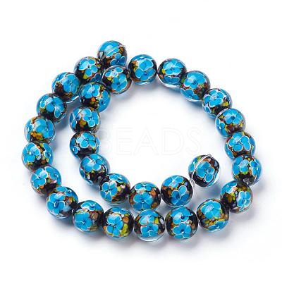 Handmade Inner Flower Lampwork Beads Strands LAMP-L072-B03-1