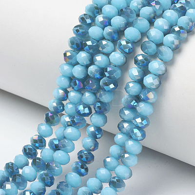 Electroplate Opaque Solid Color Glass Beads Strands EGLA-A034-P4mm-I13-1