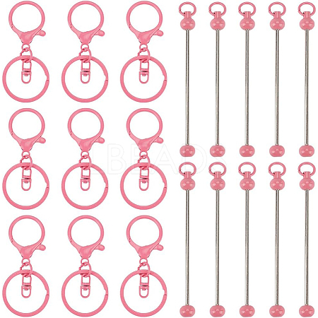 20Pcs 2 Styles Baking Paint Zinc Alloy Keychain Claspsp with Iron Bar Beadable Keychain FIND-SC0009-54A-1