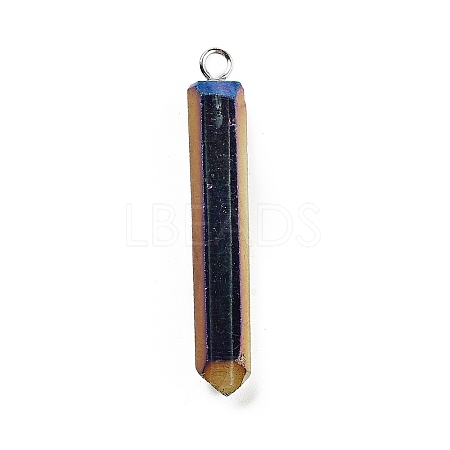 Electroplated Natural Quartz Pendants G-P315-B01-06P-1