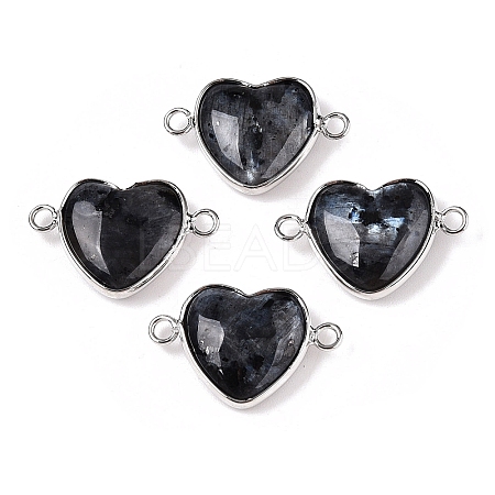 Natural Larvikite Love Heart Pendants G-T138-205K-P-1